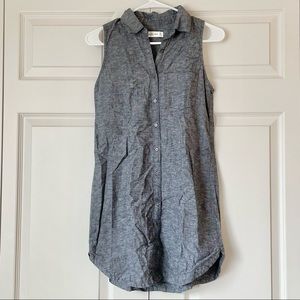 Abercrombie & Fitch chambray sleeveless one pocket collared shirt dress size xs